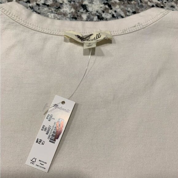 Madewell Top S Cotton Perfect Crewneck Tee in Vintage Linen - Picture 8 of 10